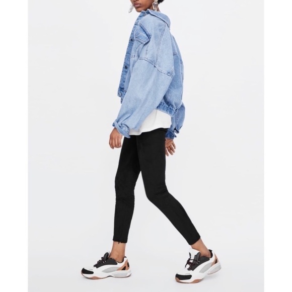 Zara basics black faux suede leather pants size XS - Picture 2 of 11